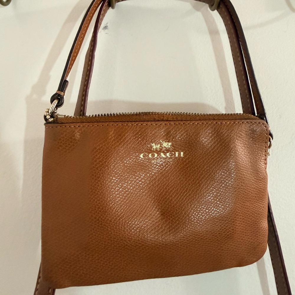 Coach Signature Brown and Tan Crossbody Bag and Wristlet and Card Holder - Picture 9 of 16